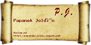 Papanek Jolán névjegykártya